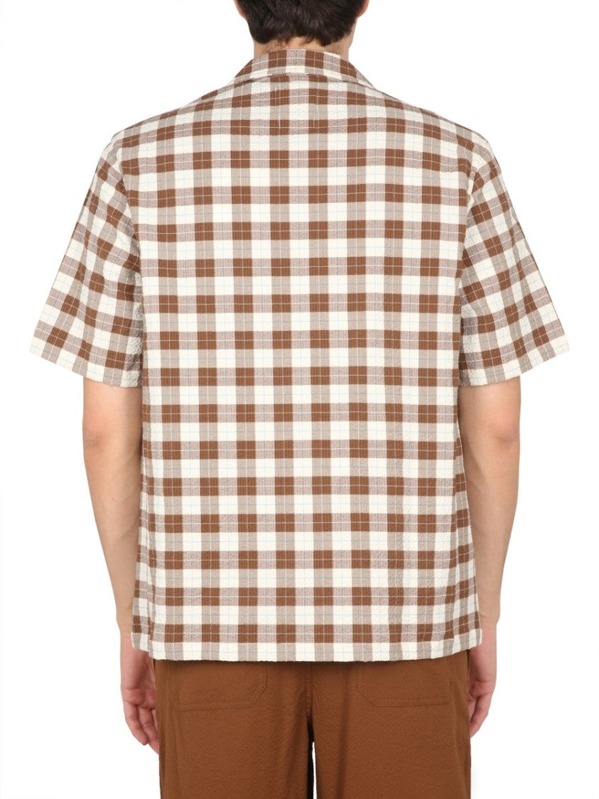 Howlin Short-Sleeved Checkered Bowling Neck Shirt