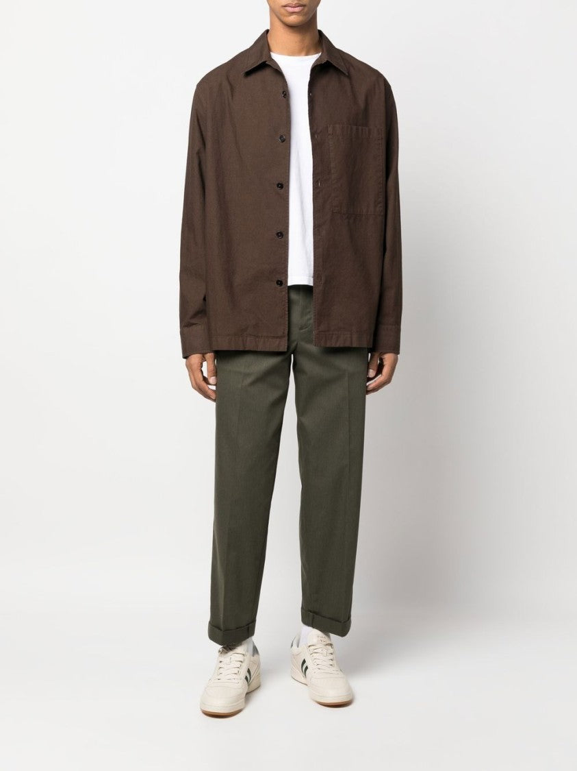 Golden Goose Straight-Leg Green Trousers With Cuffed Hems