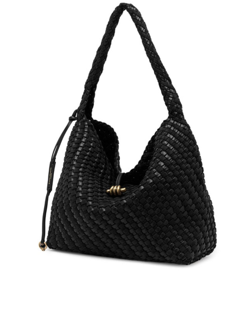 Gianni Chiarini Braided Black Woven Handbag With Textured Design