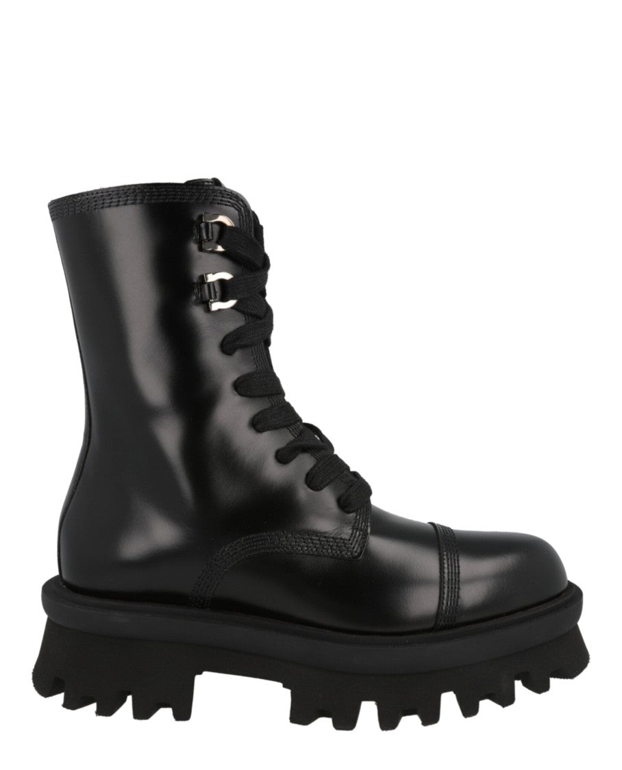 Ferragamo Kira Leather Combat Boots