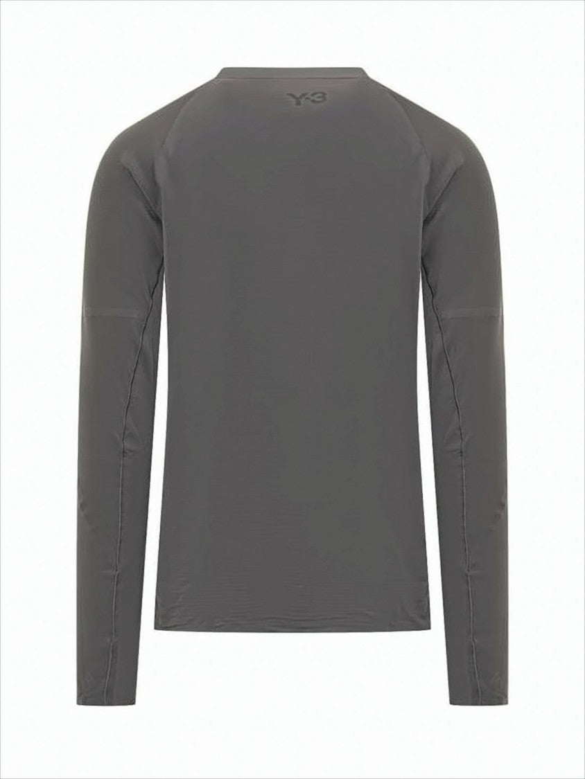 Y-3 Long-Sleeve Grey T-Shirt With Subtle Sheen