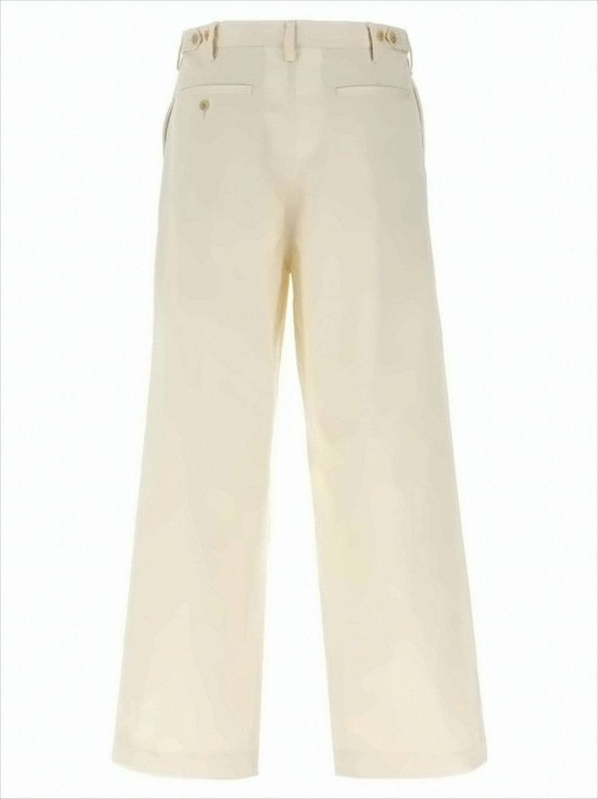 Auralee Minimalist High-Waisted Straight Pants With Buttoned Side Adjusters