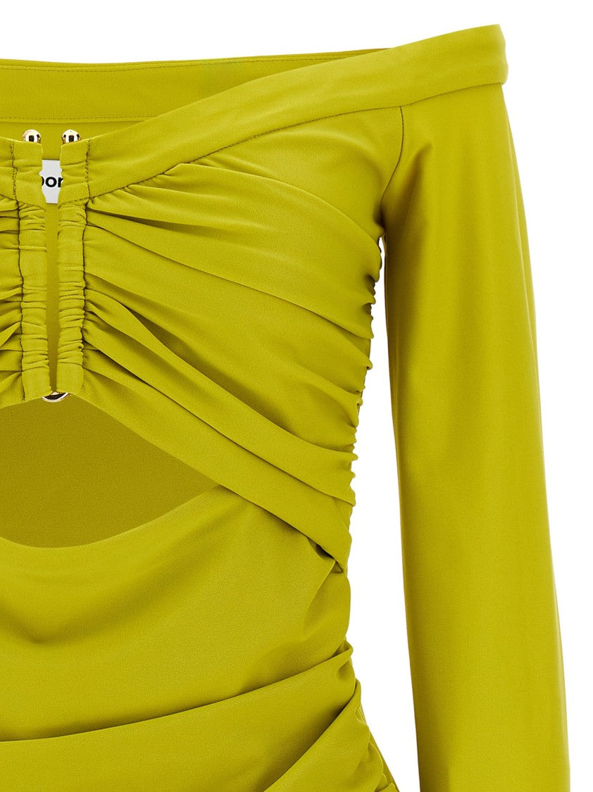 Self-Portrait 'Chartreuse Jersey Off Shoulder' Top