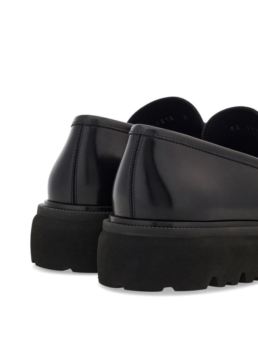 Ferragamo Polished Leather Flat Shoes With Rugged Rubber Sole