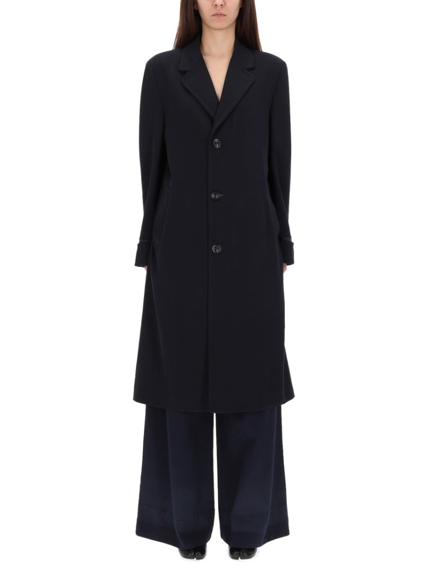 Maison Margiela Black Virgin Wool Long Coat