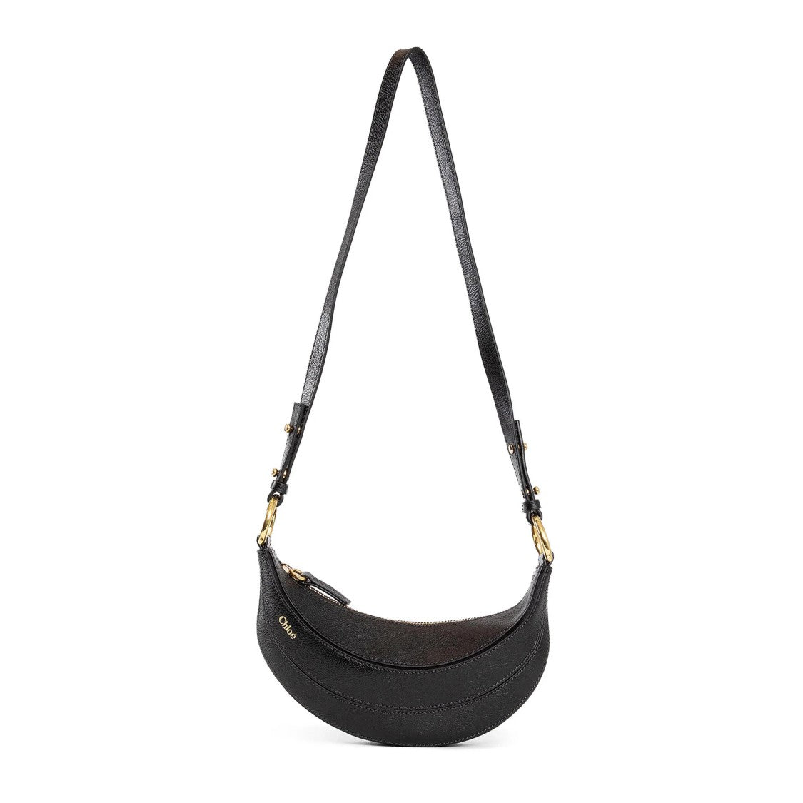 Chloé Crescent-Shaped Black Calf Leather Crossbody Bag
