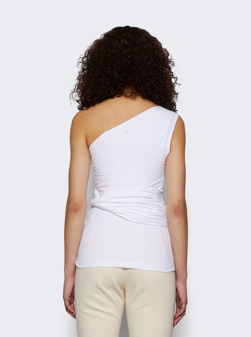 Patou One Shoulder Knit Top White