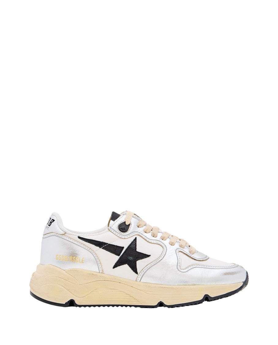 Golden Goose Silver Running Sole Lace-Up Sneakers