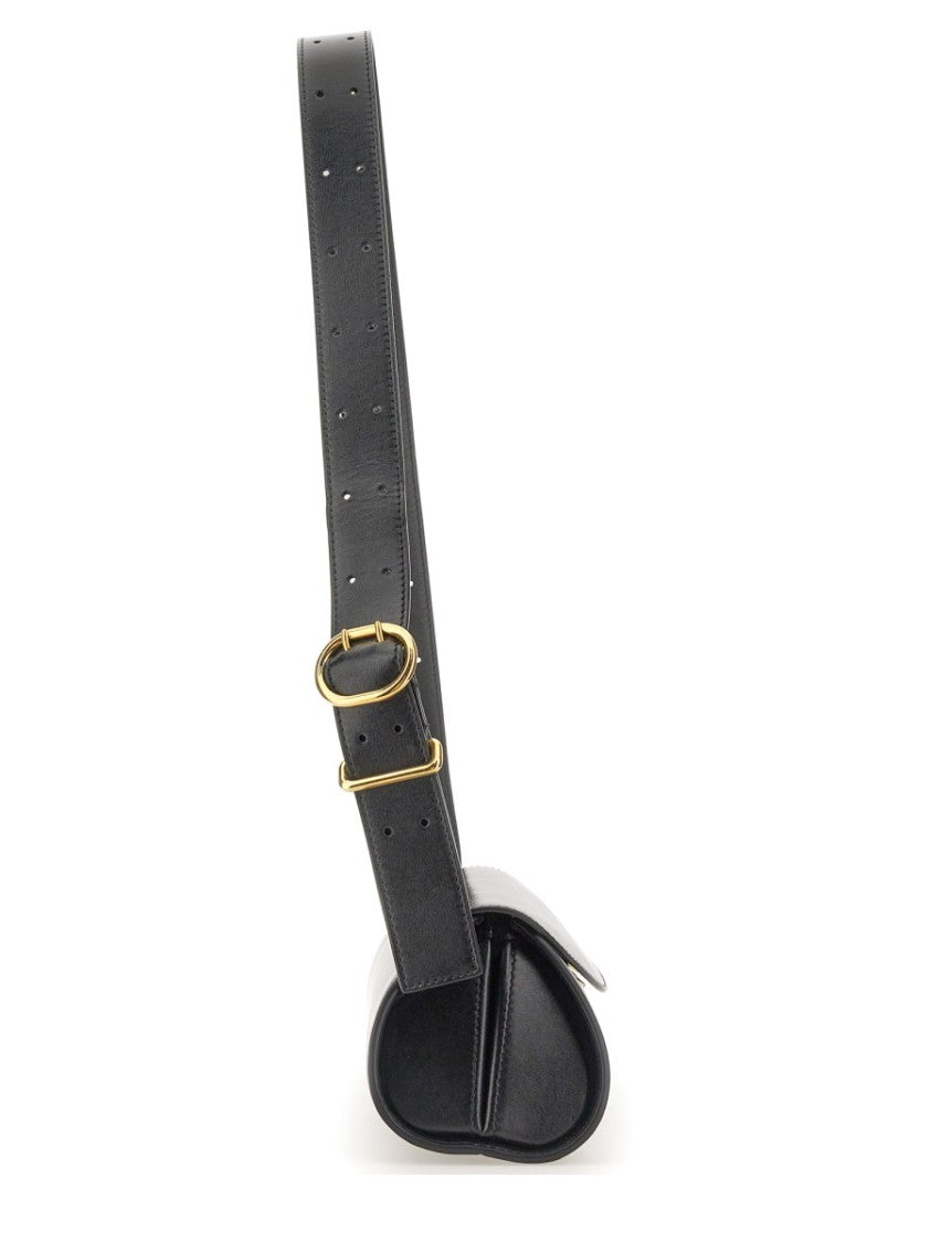 Jil Sander Black Cannoli Structured Leather Shoulder Bag