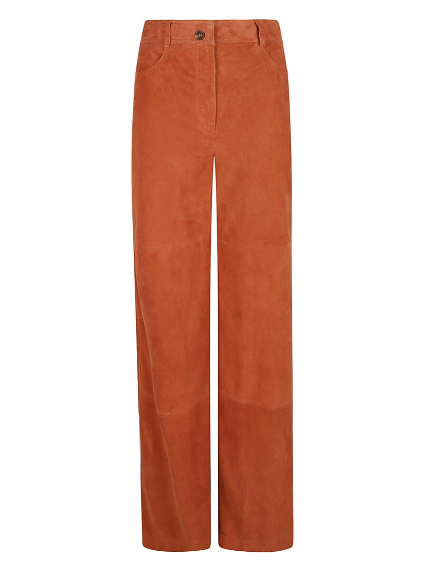 Alberta Ferretti Wide-Leg Brown Trousers With Button Closure