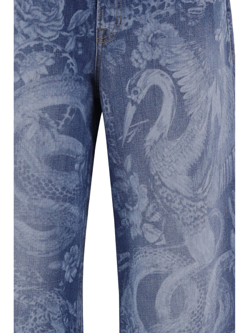 Just Cavalli Printed Five-Pocket Wide-Leg Jeans