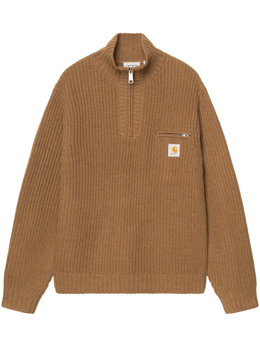 Carhartt Wip Detroit Half Zip Sweater With Ribbed Knit And Chest Pocket