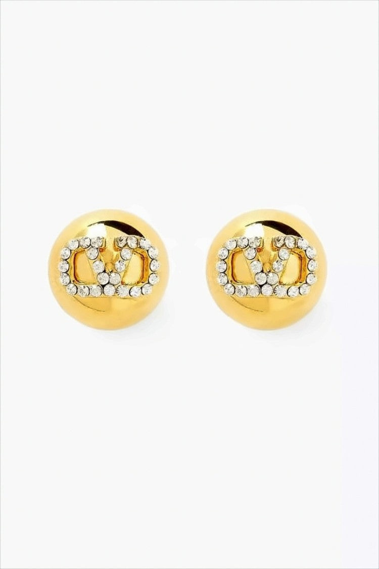 Valentino Garavani Oval Crystal-Embellished Earrings In Gold-Tone Brass Finish