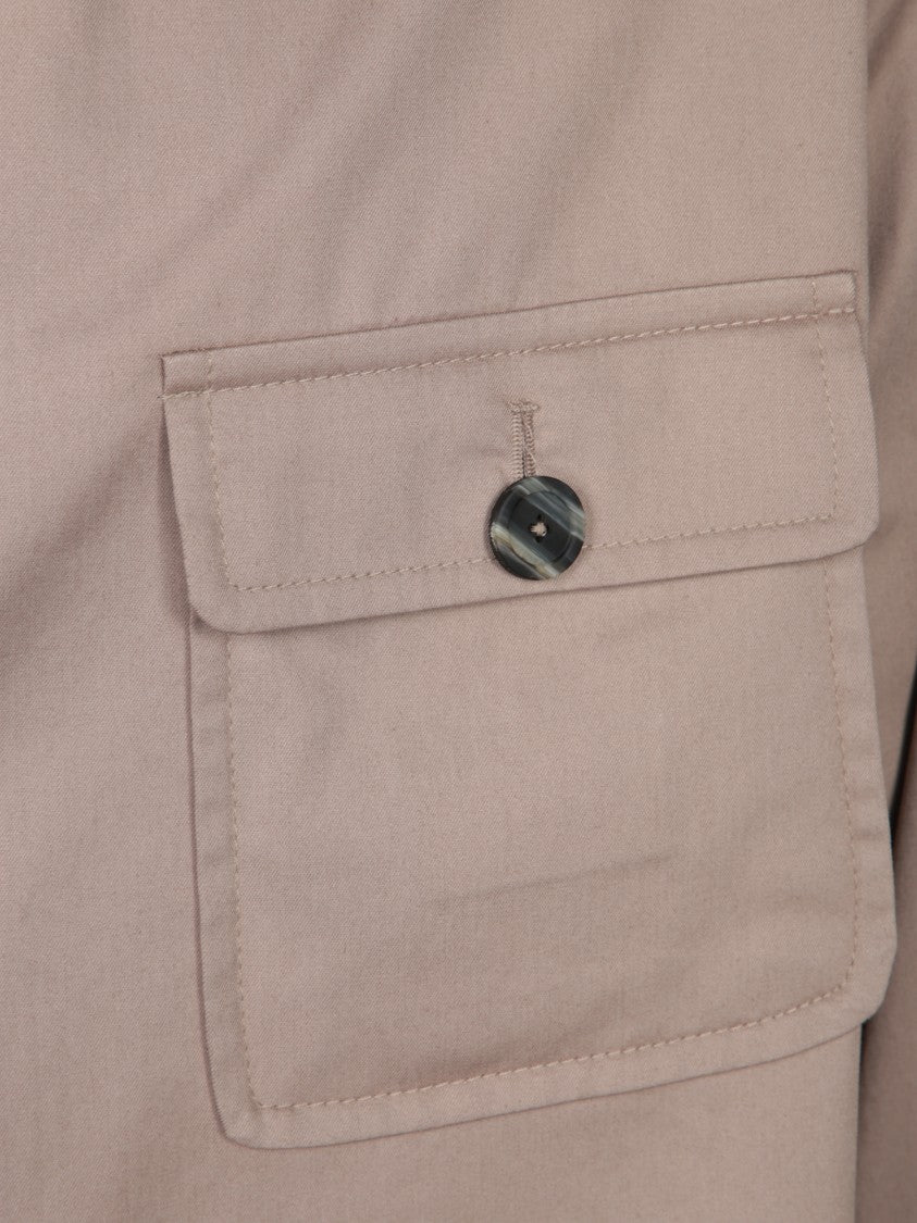 Tagliatore Beige Cotton Overshirt With Classic Collar