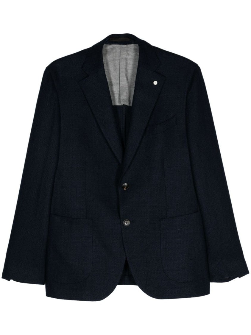 Luigi Bianchi Navy Blue Wool Jacket