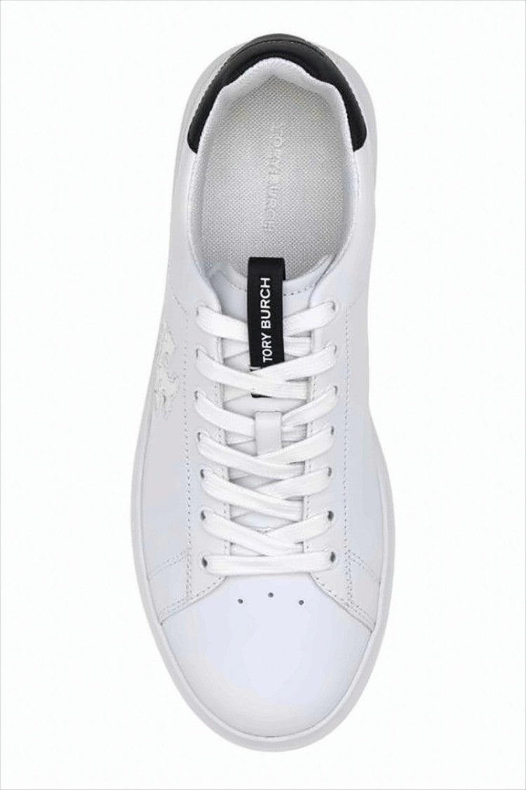 Tory Burch Low-Profile White Sneakers With Stitched Logo Detail