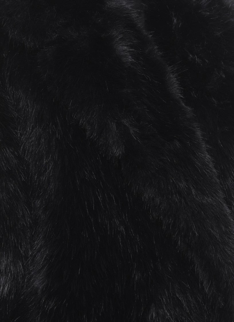 Stand Studio Plush Faux Fur Sleeveless Jacket With Classic Lapel Collar