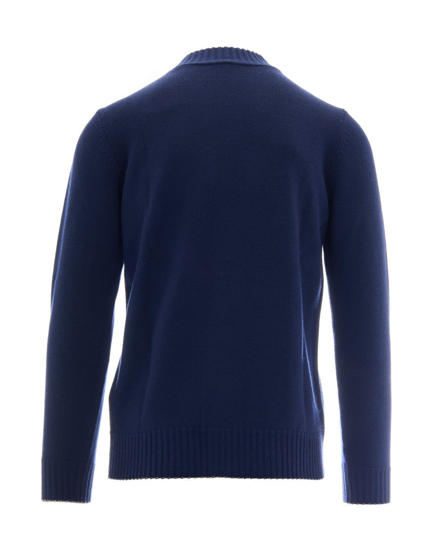 Eleventy Ivory Wool High-Collar Cardigan
