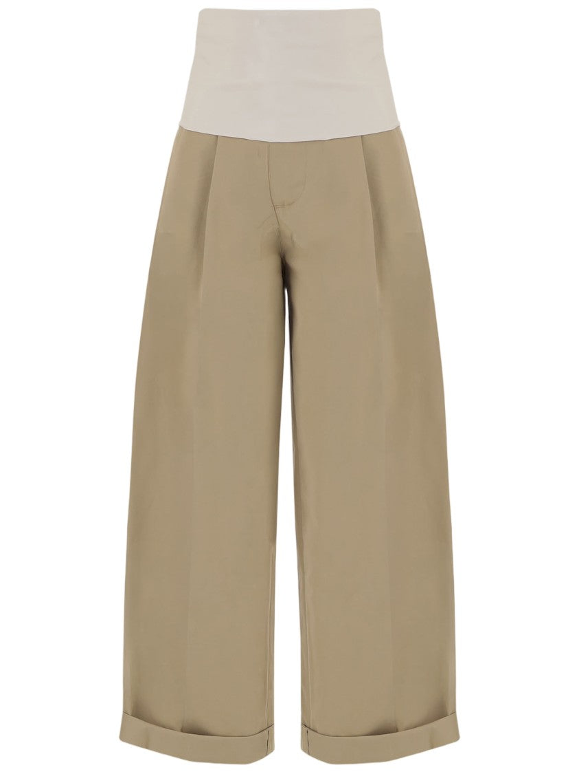 Darkpark Wide-Leg Cropped Cotton Pants With Turn-Up Hem