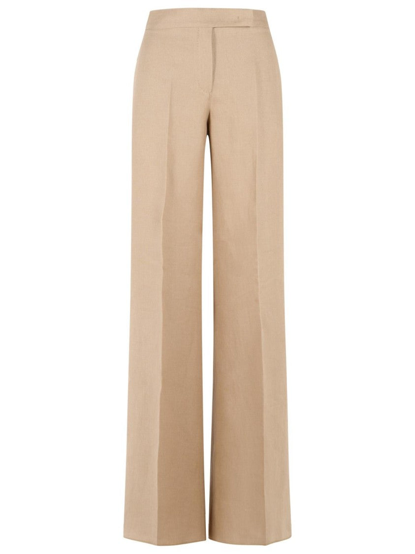 Max Mara 'Big' Regular Fit Pants In Camel Linen Natté
