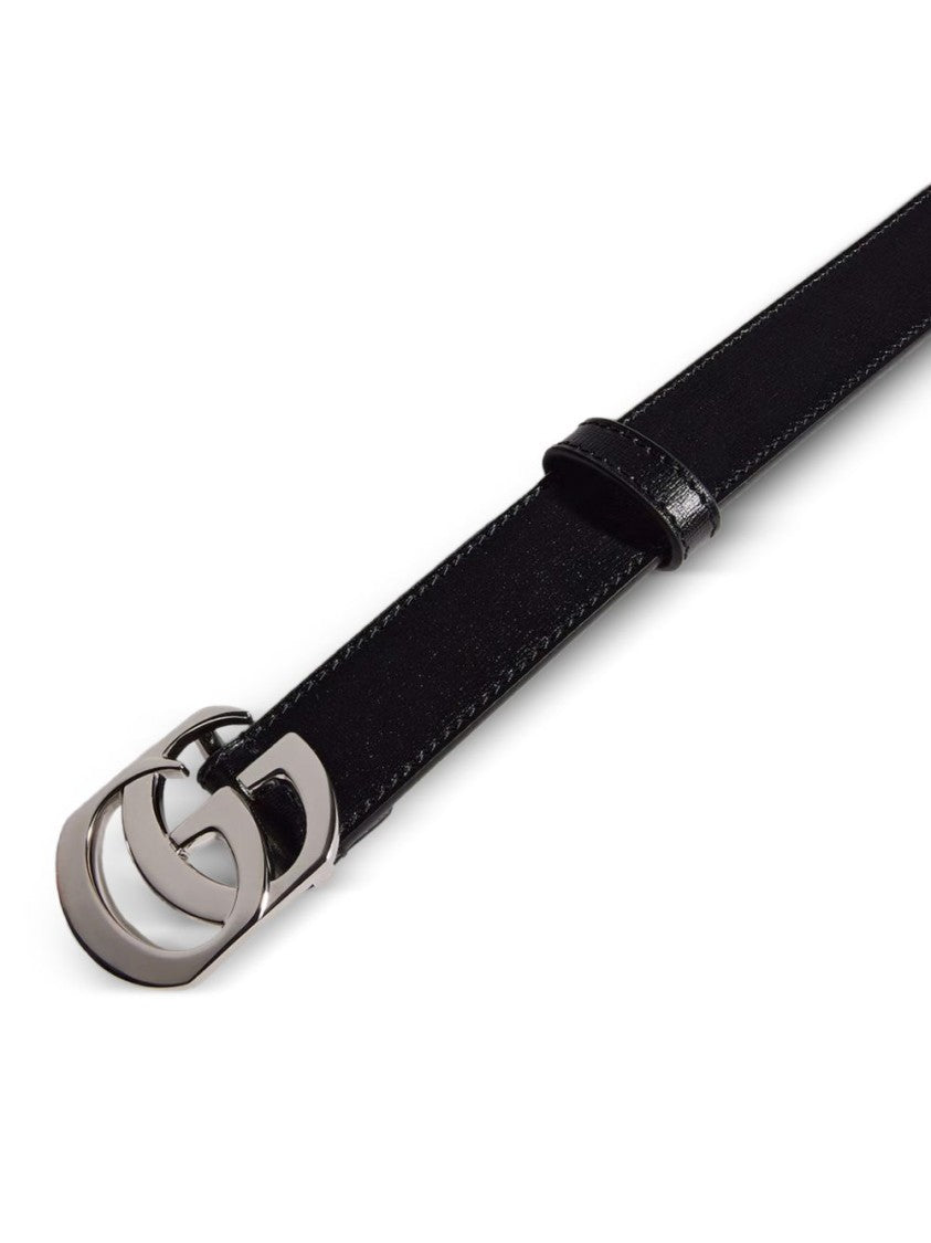 Gucci Double G Buckle Narrow Calfskin Leather Belt