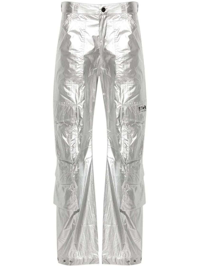 Golden Goose Silver Wide-Leg Cargo Trousers