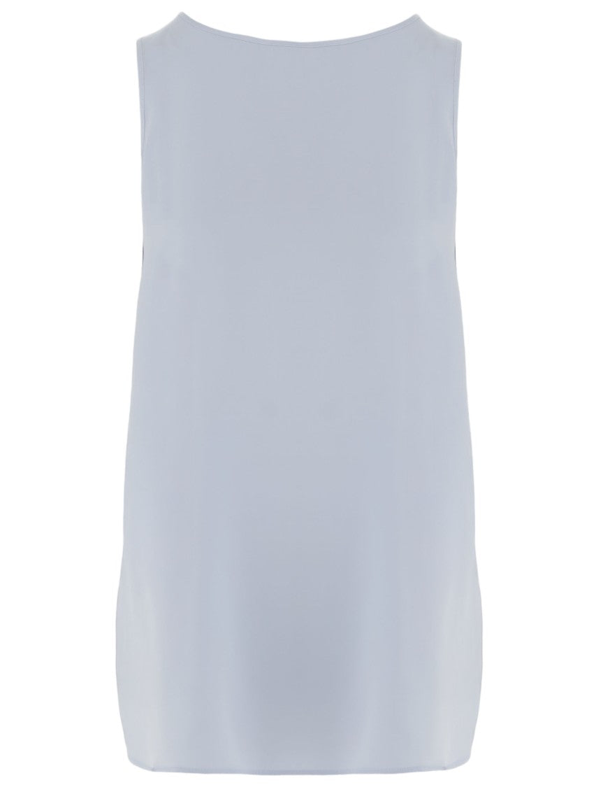 Allude Light Blue Stretch Silk Tank Top