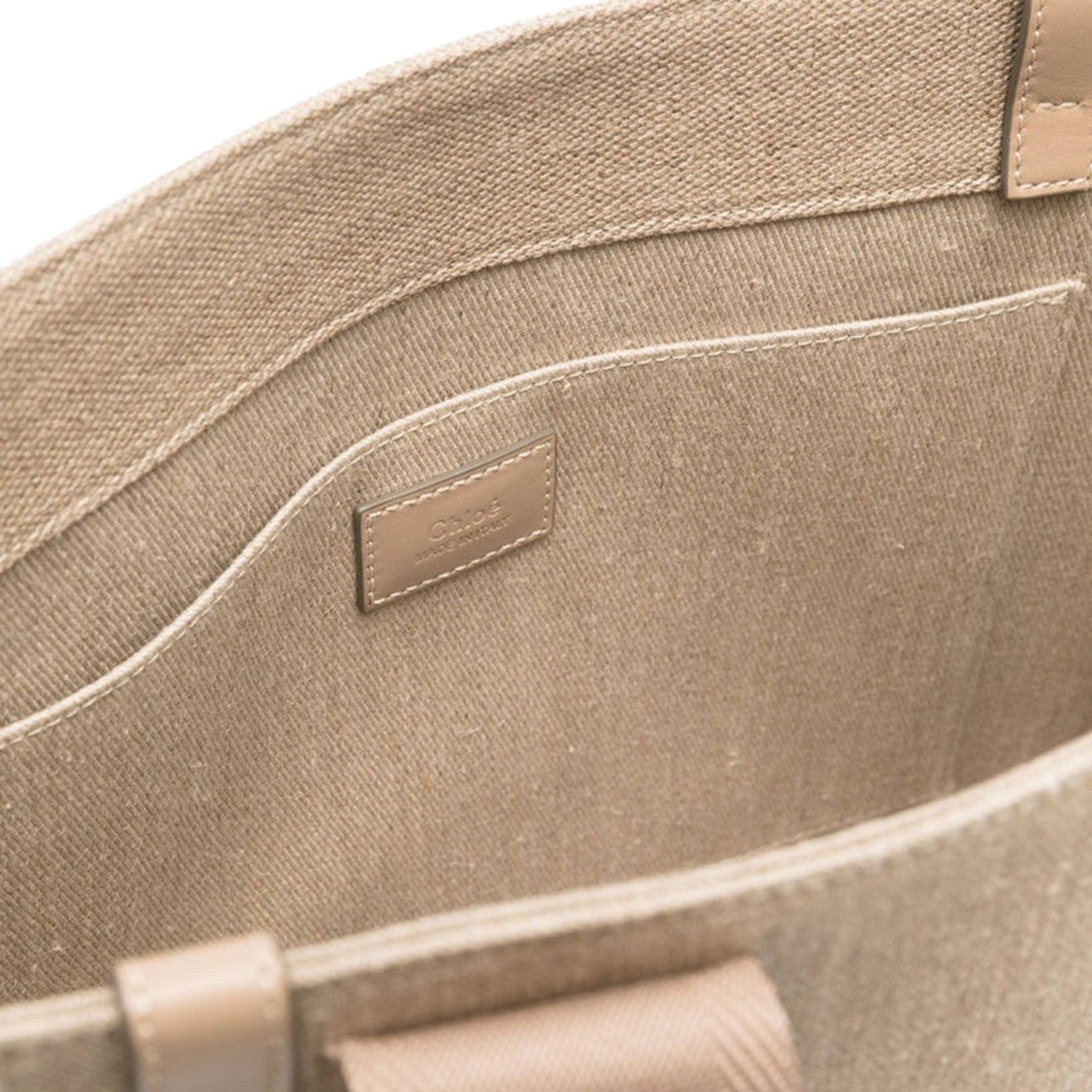 Chloé Medium Linen Tote Bag With Logo Print Straps