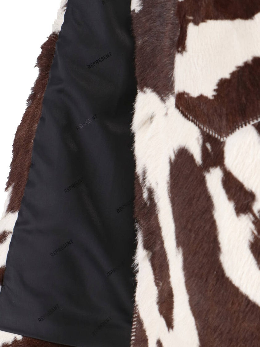Represent Multicolor Cow Print Leather Jacket