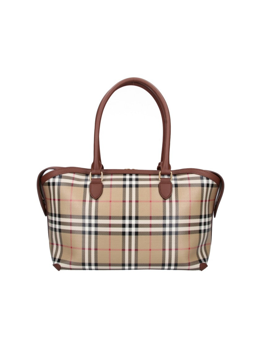 Burberry Beige Burberry Check Cotton Medium Tote Bag
