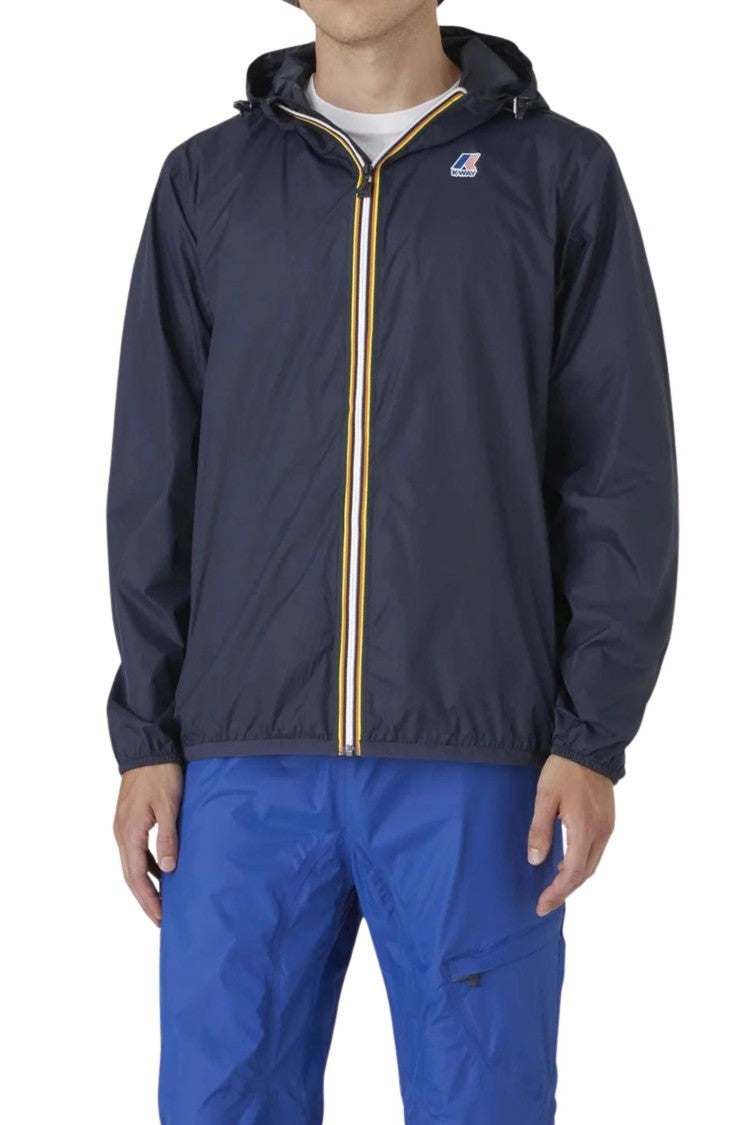 K-Way Packable Black Nylon Jacket With Full Front Zipper
