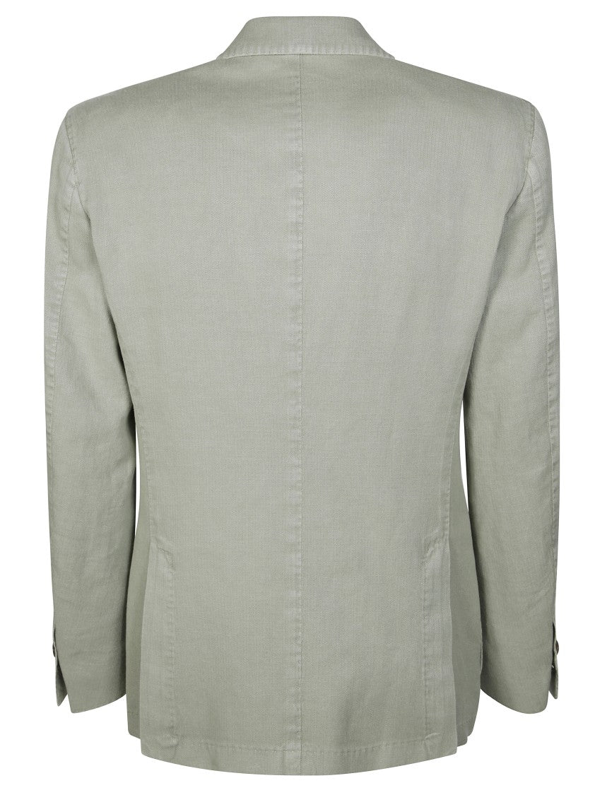 Santaniello Lightweight Two-Button Jacket In Linen-Ramie Blend
