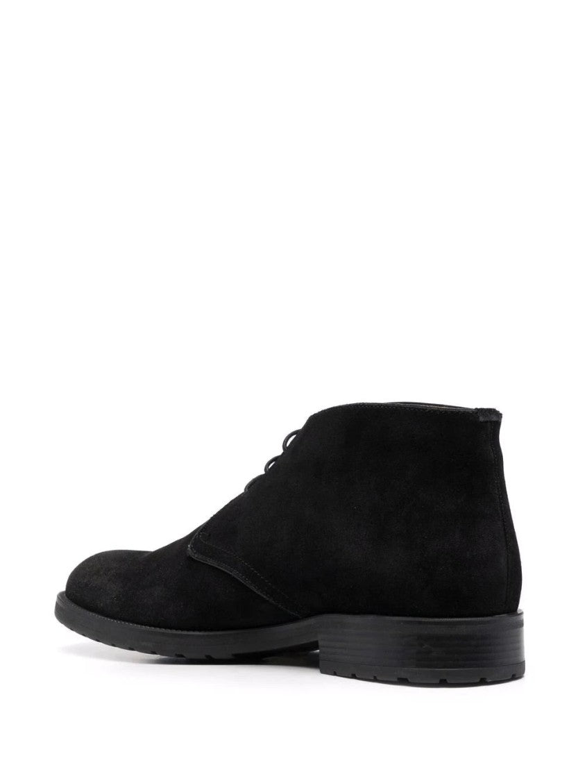 Bally Minimalist Lace-Up Black Cow Leather Ankle Boots