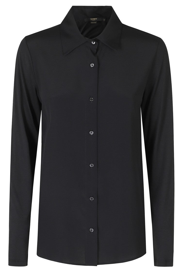 Seventy Black Classic Collar Silk-Blend Shirt
