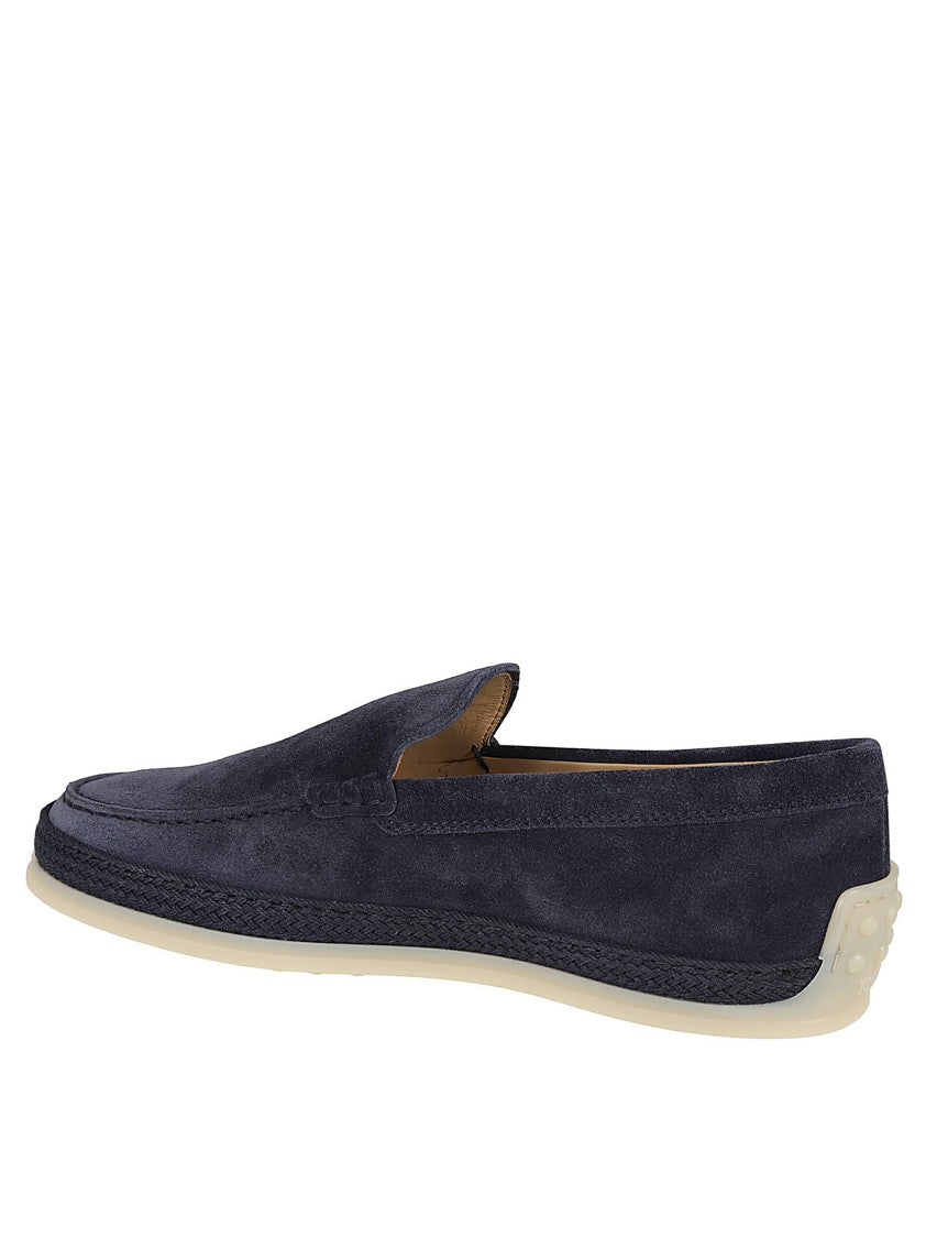 Tod's Slip-On Blue Suede Flat Shoes