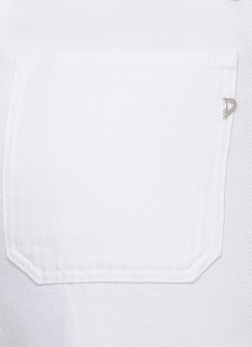 Dondup White Delfine Cotton Denim Shorts