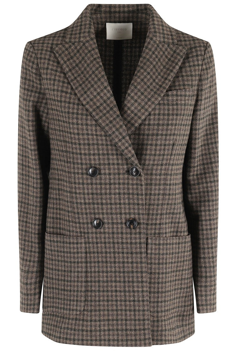 Circolo 1901 Brown Check Double-Breasted Jacket