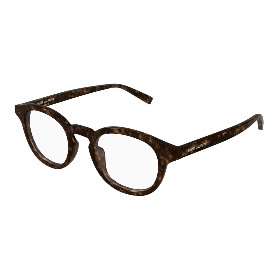 Saint Laurent Round Tortoiseshell Frame Eyeglasses With Keyhole Bridge