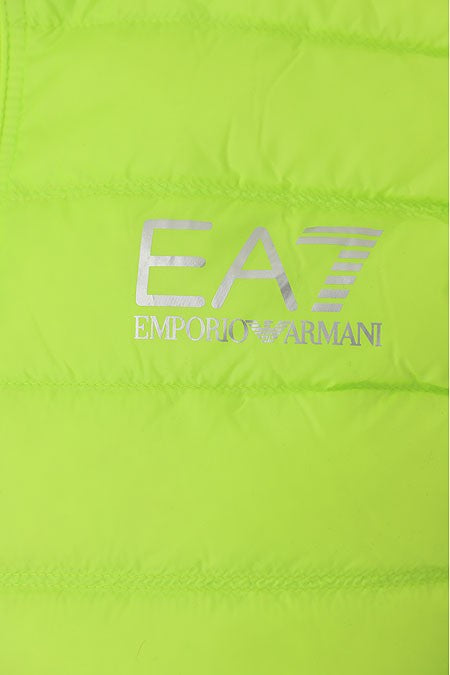 Emporio Armani Lime Down Waistcoat With Quilted Texture And Logo Zip