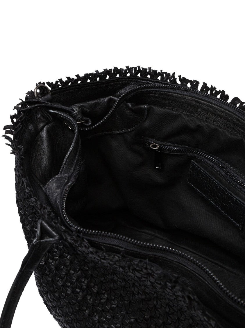 Reptile's House Woven Black Calf Leather Shoulder Bag