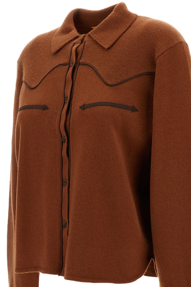 Guest In Residence Brown Cropped Western Cashmere Shirt