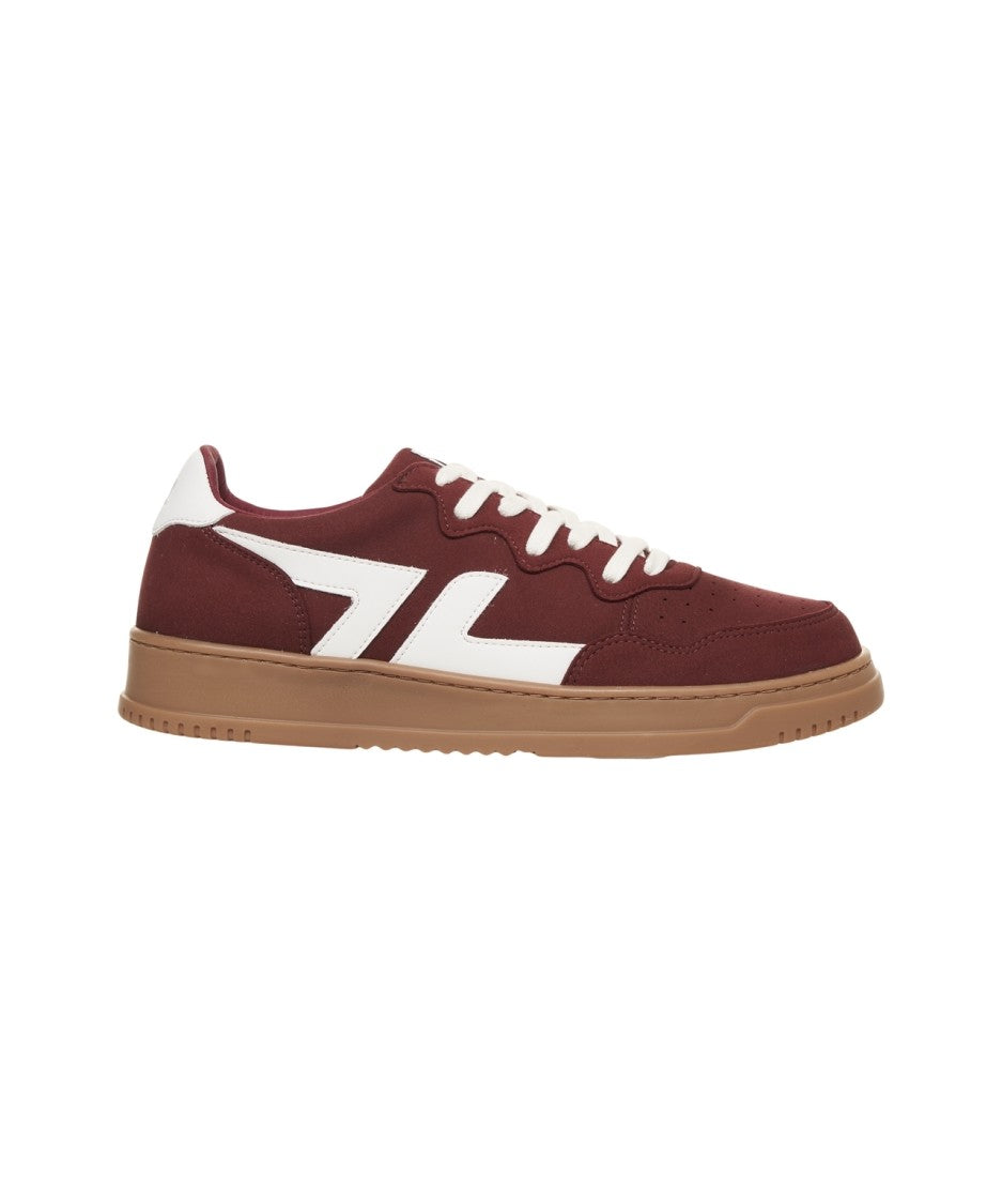 Zeta Burgundy Suede Sneakers With Contrasting Logo