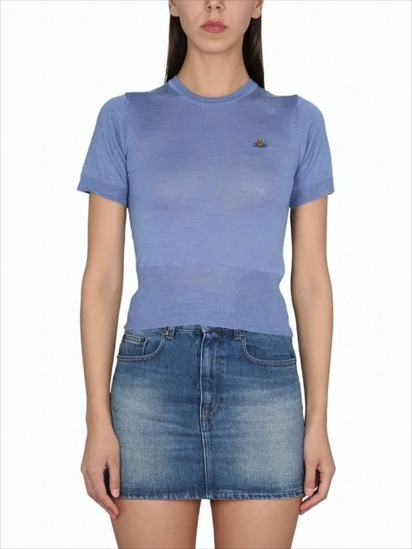 Vivienne Westwood Fitted Short-Sleeve Knit Sweater With Ribbed Hem