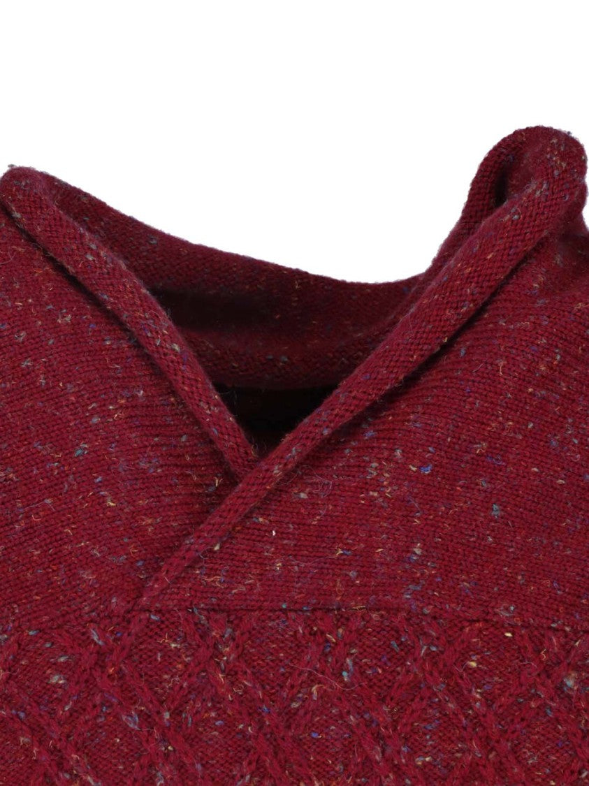 Vivienne Westwood Romy Bordeaux Red High Collar Wool-Blend Sweater