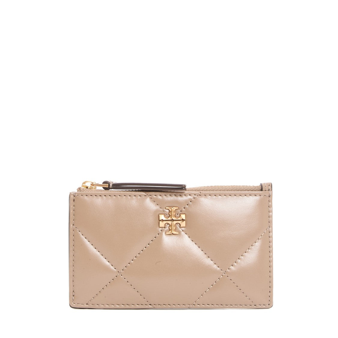 Tory Burch Quilted Leather Zip Case In Taupe