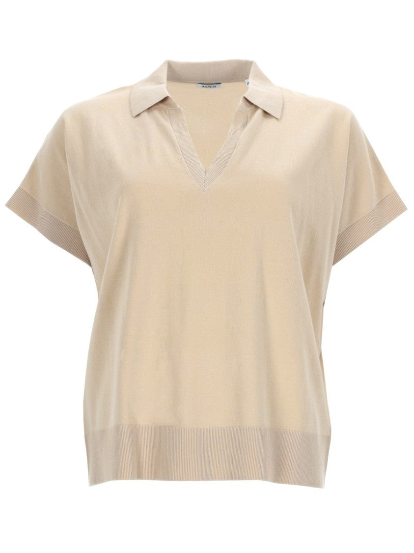 Aspesi Polo Collar Cotton V-Neck Shirt