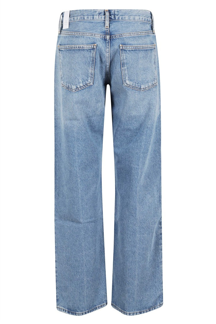 Agolde Indigo Low Rise Loose Button-Fly Cotton Jeans