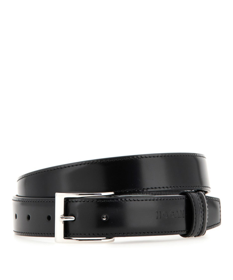 Hogan Black Leather Belt