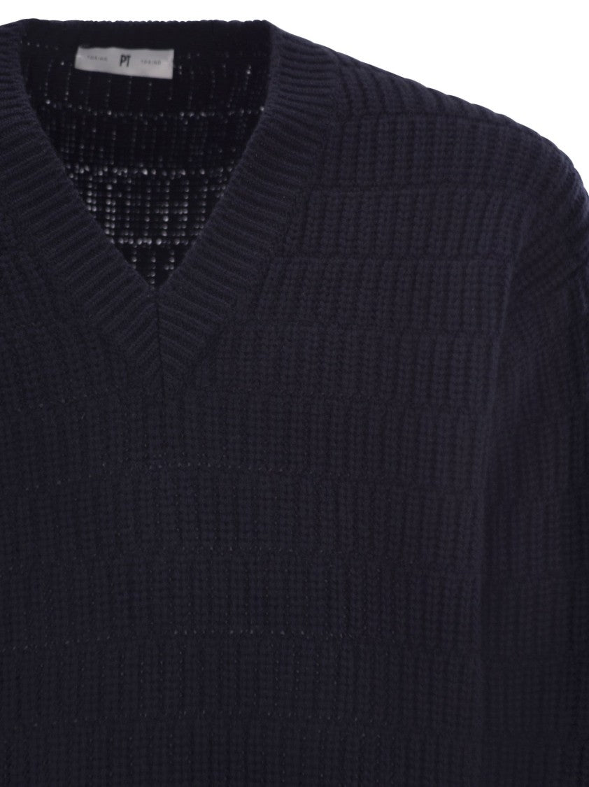 Pt Torino Wool Sweater With V-Neck