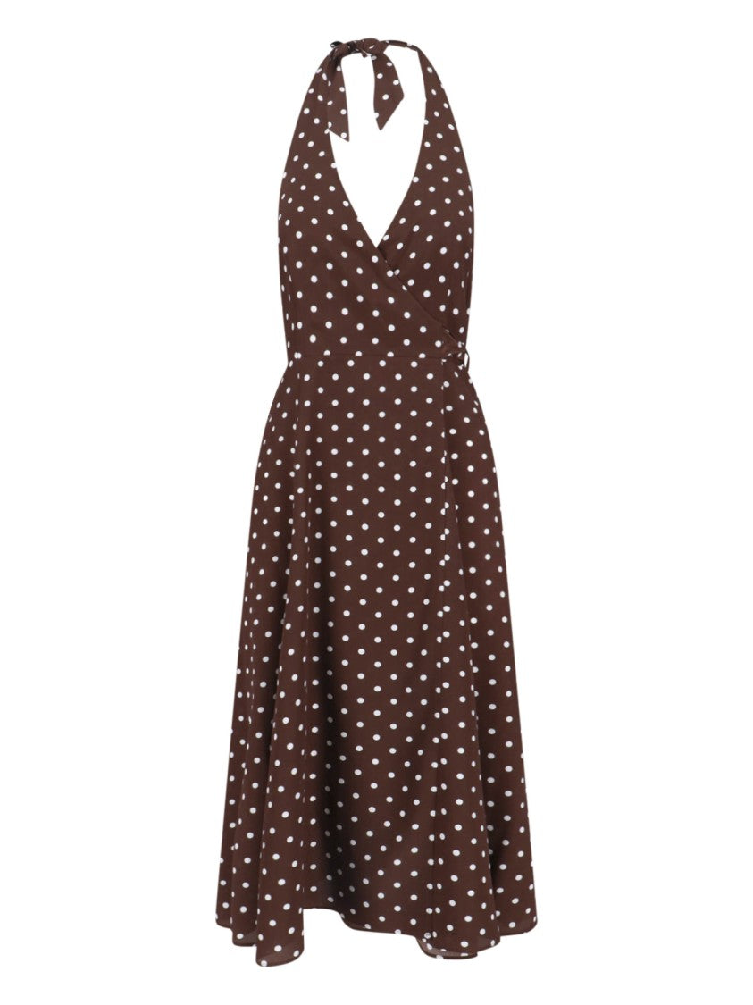 Parosh Maxi Polka Dot Dress – Brown